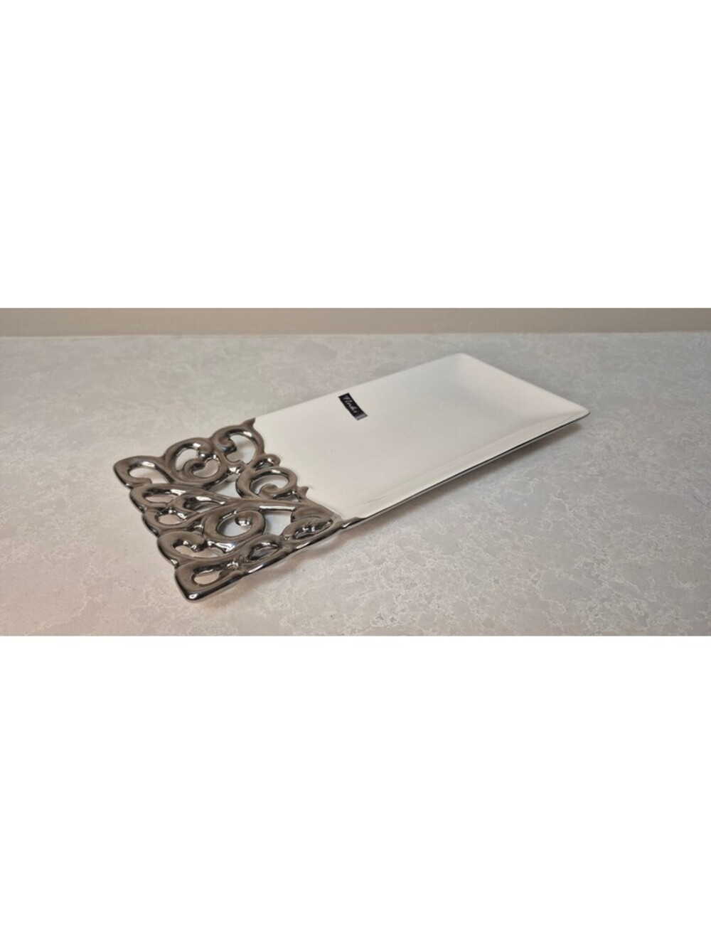 Verdici Design White & Silver Serving Platter